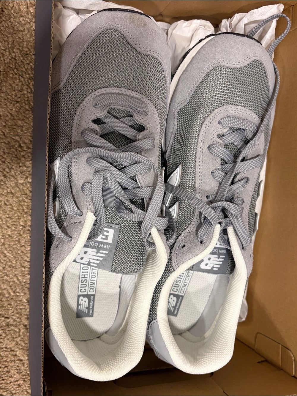 New Balance Men's Gray Mesh & Suede Running Sneakers - Picture 9 of 9